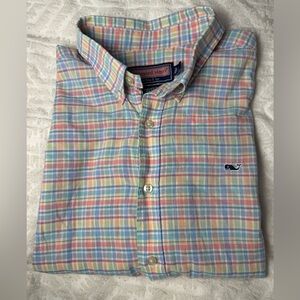 Vineyard Vines Collegiate Shirt Pink Yellow Blue cotton button down